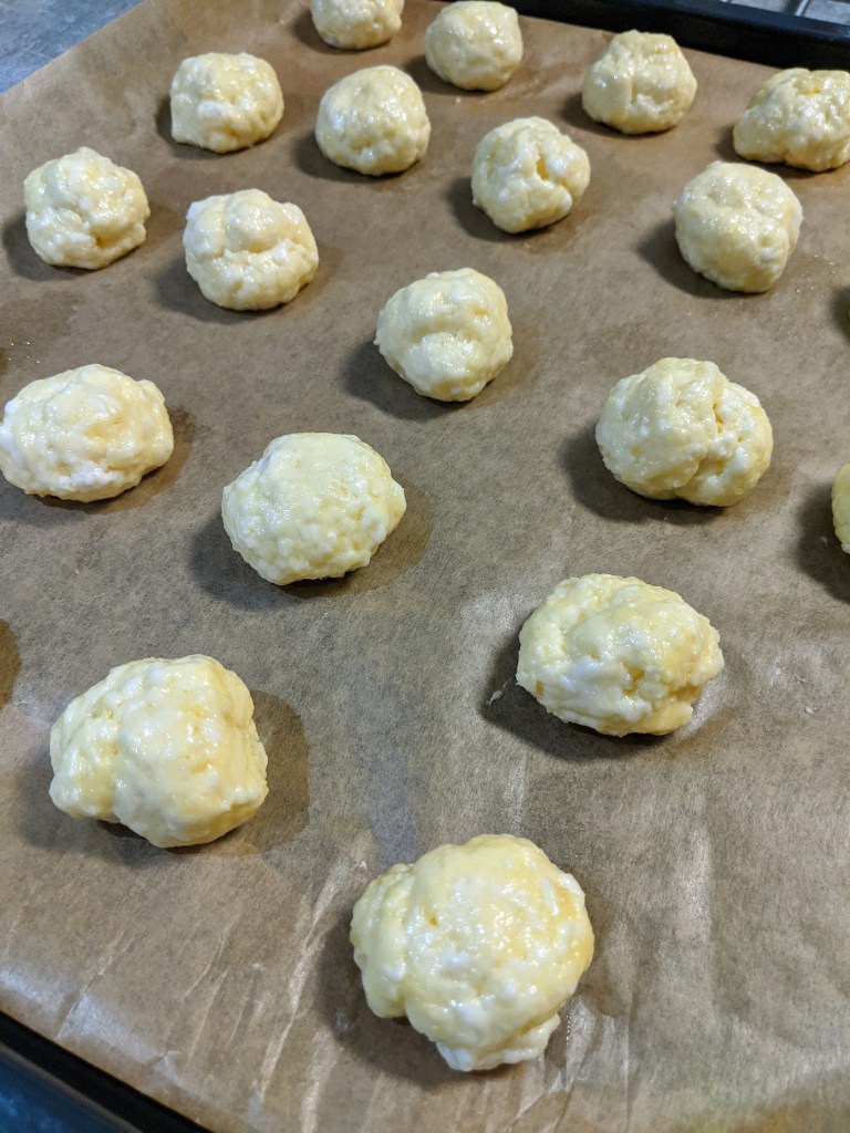 Form the dough into ping pong ball size (or slightly smaller) balls. 