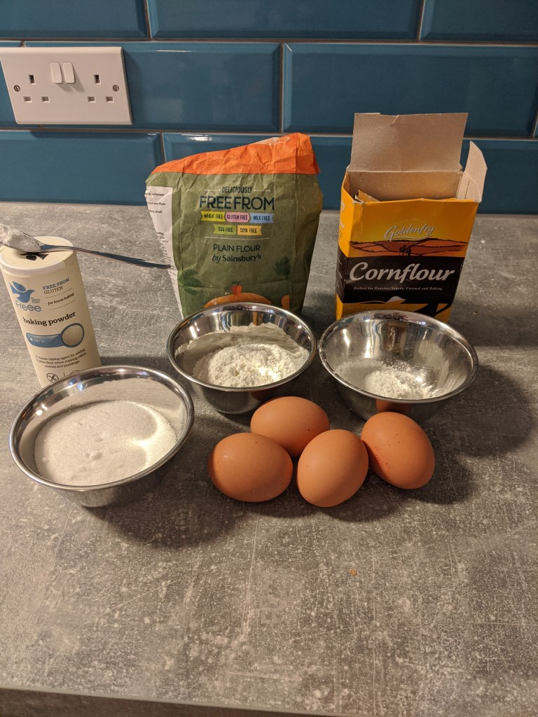 Ingredients of the cake.